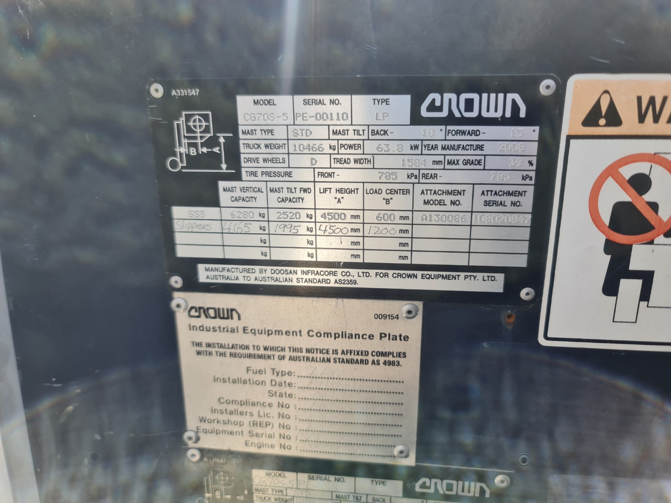 Crown Forklift - CG70S-5 - 7T LPG - Image 10
